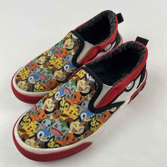Ground UP Pokemon PIKACHU Slip-On Canvas Sneaker Shoes Unisex Youth Size 1 - Picture 2 of 9